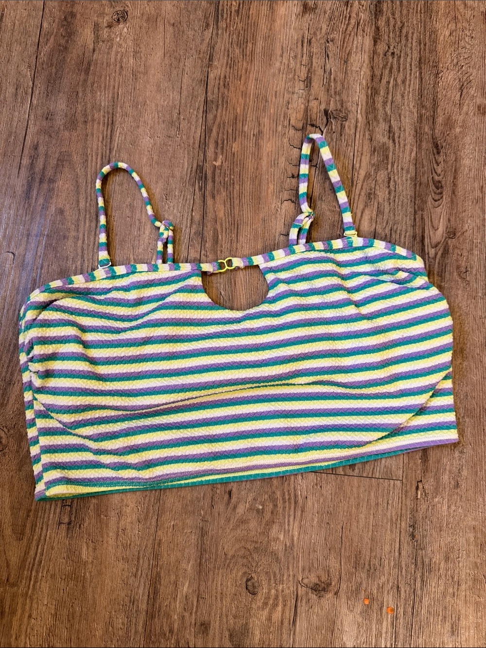 No Boundaries Striped Bandeau Bikini Top - Green, Purple, Yellow, White